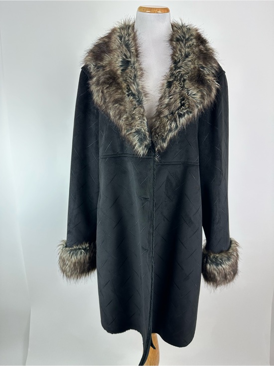 Utex Design Jackets & Blazers - Utex Design Faux Suede Shearling Jacket Faux Fur Trim Size 2X